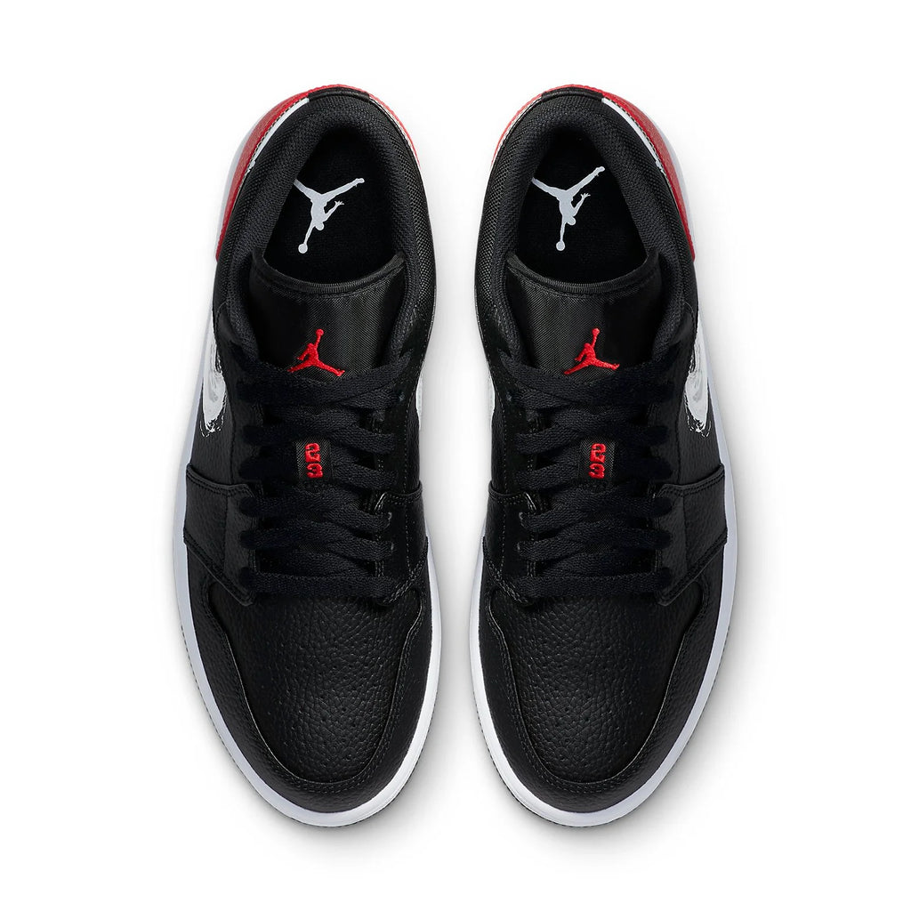 Air Jordan 1 Low Brushstroke Swoosh - Black Red